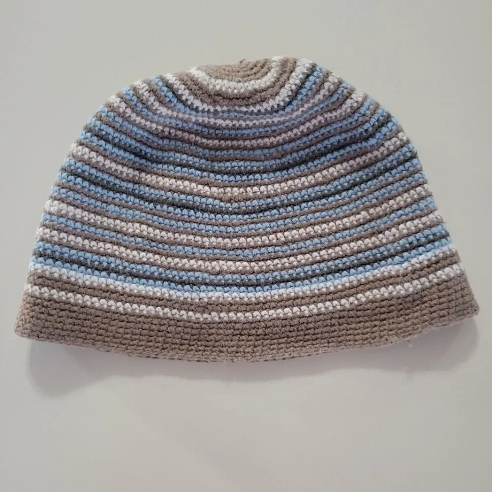 Old Navy Blue Brown Stripe Knit Beanie
